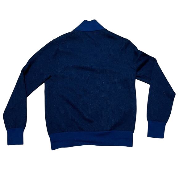 Bonobos Extra Fine Merino Wool Sweater Slim Small 1/4 Zip Blue Black Zip Zag - Picture 2 of 4